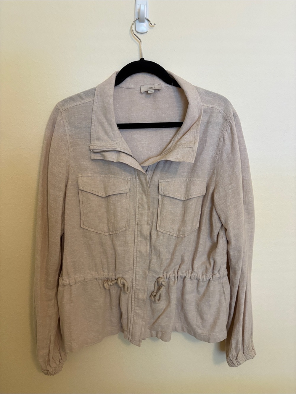LOFT Light Beige Drawstring Utility Jacket - Picture 1 of 4
